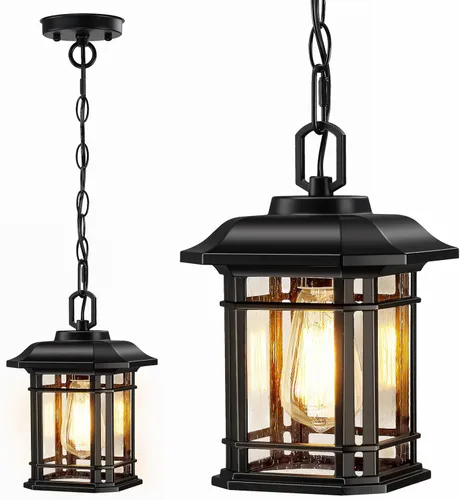 Miniatura 7 de Lámparas colgantes de 10.25 pulgadas para exteriores del atardecer al amanecer para porche, faroles colgantes exteriores, lámpara de techo al aire