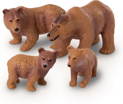 Miniatura 10 de Terra by Battat Conjunto familiar realista de oso pardo - 4 figuras de animales de plástico para niños, animales educativos de zoológico y juguetes
