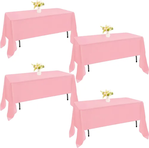 Miniatura 17 de Paquete de 4 manteles rectangulares de poliéster lavables de 60 x 102 pulgadas, color blanco, para mesas de comedor, bodas, bufés, fiestas