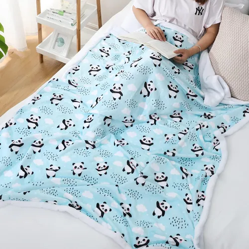 Miniatura 2 de Manta de panda súper suave y acogedora Mantas ligeras azules con diseño de pandas Accesorios de pandabear regalos para niñas, adolescentes y mujeres
