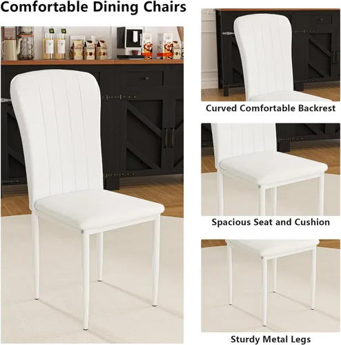 Miniatura 6 de Set de mesa de comedor redonda QJZLXKYT para 4, mesa moderna de comedor de vidrio con sillas, juego de mesa y sillas de cocina de 5 piezas