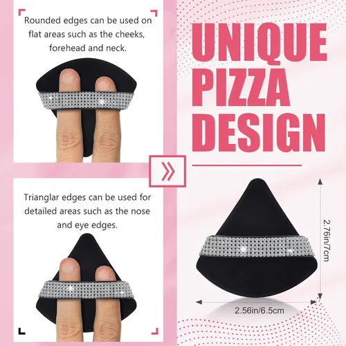 Miniatura 2 de 6 piezas de esponja de maquillaje para polvo suelto, polvo mineral, herramienta de maquillaje para debajo de los ojos (rosa melocotón y negro)