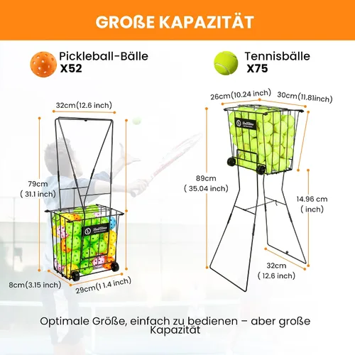 Miniatura 4 de Tolva de pelota de tenis, soporte portátil para pelota de tenis con asa para cancha, práctica y entrenamiento (grande)