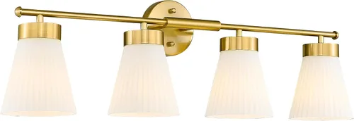 Miniatura 9 de HWH - Lámpara de pared para interiores, moderno aplique de pared con pantalla de vidrio a rayas blancas esmeriladas, aplique de pared individual
