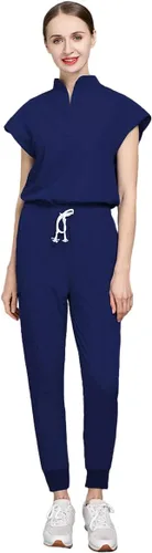 niaahinn Unsex - Conjunto de traje médico para mujer, cuello en V y pierna recta, pantalones con cordón, uniformes de enfermería para hombres (4