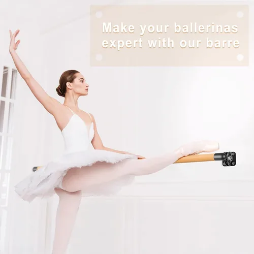 Miniatura 7 de Dolibest Ahorro de espacio, barra de ballet, montado en la pared, sistema de barra de ballet de madera tradicional, estiramiento/danza
