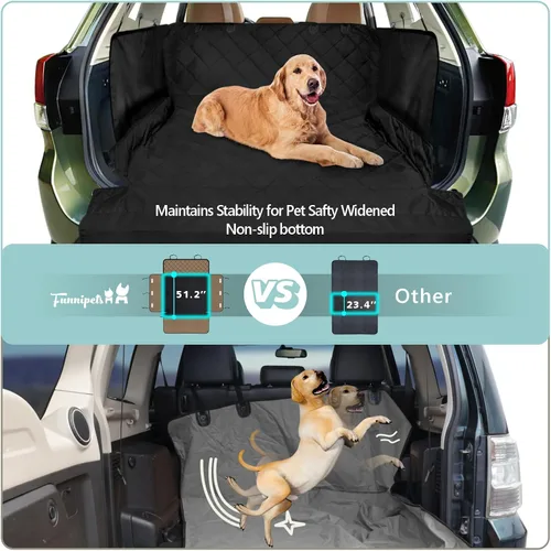 Miniatura 5 de FunniPets Forro de carga para SUV, funda de carga para perro resistente al agua con protector de paredes laterales y solapa para parachoques, Negro