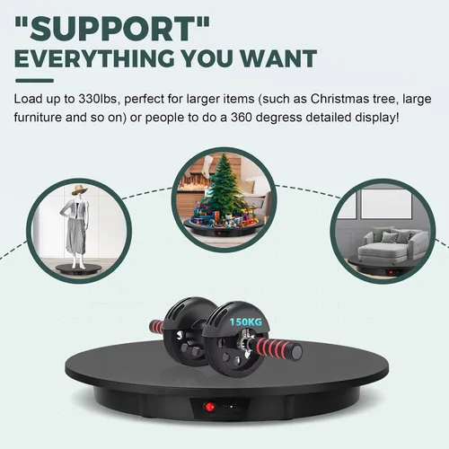 Miniatura 2 de Tocadiscos grandes para fotografía de 24 pulgadas/330 libras con control remoto Motorized Rotating Display Stand 360 Degree Electric Turntable