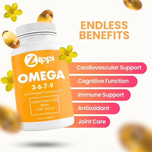 Miniatura 4 de Zippi Omega 3-6-7-9 Camelina Softgels - Suplemento de ácidos grasos Omega 3-6-7-9 a base de plantas Ayuda a apoyar el cerebro, hígado