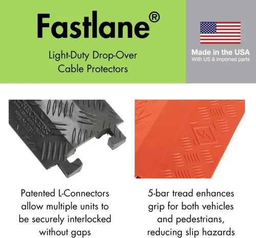 Miniatura 2 de Checkers Protector de cable ligero de 1 canal de 3 pies de largo para múltiples líneas de 0.5 pulgadas, cubierta de cable de piso para pasarelas