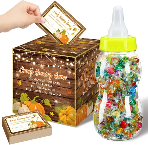 Miniatura 26 de Glenmal Juego de 52 piezas de regalo para juegos de baby shower, biberón grande para juego de ducha, adivina cuántos caramelos, decoraciones