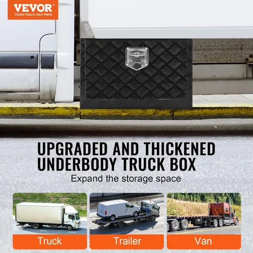 Miniatura 2 de VEVOR Caja para Debajo del Camión, Caja de Almacenamiento para Pickup de 24" x 12" x 14", Caja de Herramientas de Placa de Diamante de Aluminio
