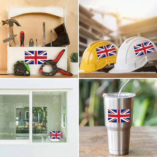 Miniatura 6 de Spy Spot Calcomanías de la bandera del Reino Unido, paquete de 4 (4 x 2.5 pulgadas), calcomanías de vinilo Union Jack para ventanas, parachoques