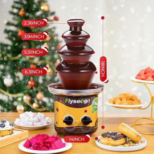 Miniatura 8 de Máquina de fuente de chocolate de 4 niveles, fuente de fondue profesional mejorada, fácil limpieza, fuente de queso de nacho caliente para fiestas