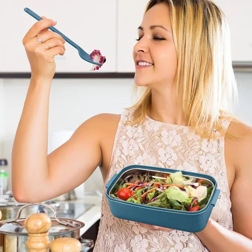 Miniatura 2 de Kit de lonchera Bento para adultos, lonchera portátil para adultos, caja Bento para adultos con bolsa de almuerzo, contenedores de almuerzo Bento