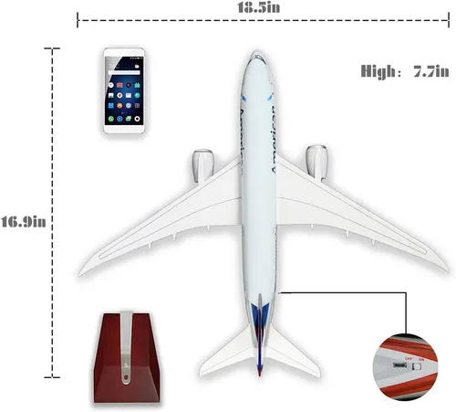 Miniatura 6 de Modelo a escala 1:130 de 24 horas, modelo de avión a escala 1:130, modelo de avión, estatua de avión, modelo de avión fundido a troquel con luz LED