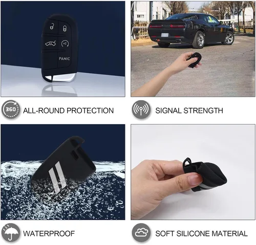 Miniatura 3 de GZSH Funda para llavero para Dodge Accesorios de 5 botones, funda de silicona para llavero de repuesto con control remoto para Dodge Challenger