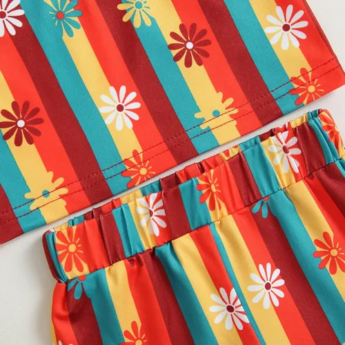 Miniatura 5 de TheFound Traje de verano para bebé niña pequeña, parte superior con cuello halter, pantalones acampanados, 2 piezas, ropa para recién nacidos