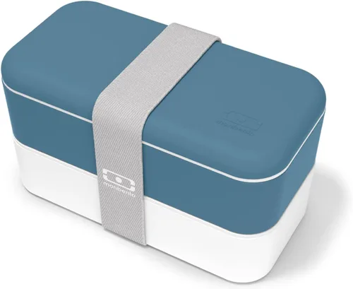 monbento - Caja Bento Adulto MB Original azul Denim - 2 Compartimentos a Prueba de Fugas - Lonchera Apilable Perfecta para Trabajo/Picnic/Deportes -