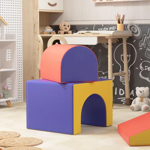 Miniatura 8 de Qaba Juguetes de escalada para niños pequeños y niños, juego de espuma suave y seguro de 4 piezas fácil de limpiar para gatear o deslizarse, surtido