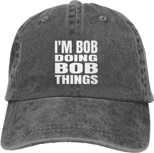 Miniatura 7 de Gorra de béisbol con texto en inglés "I'm Bob Doing Bob Things Distressed Dad", gorra de béisbol para hombre de los años 90, de mezclilla lavada