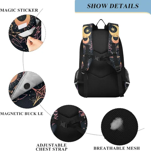 Miniatura 3 de ALAZA Moon Stars Alchemy Witch - Mochila para laptop para mujeres y hombres, bolsa de viaje casual con compartimento y múltiples bolsillos