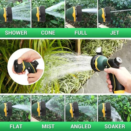 Miniatura 3 de Boquilla rociadora de manguera de jardín, rociador de agua con 8 patrones ajustables, resistente a los impactos y antideslizante para regar plantas