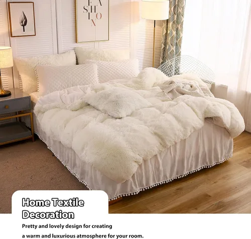 Miniatura 3 de LIFEREVO - Juego de 2 fundas de almohada de pelo sintético esponjoso color crema, 18 x 18 pulgadas, fundas de almohada decorativas de lujo