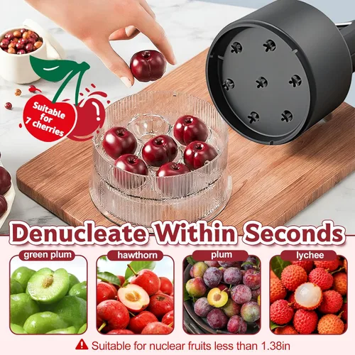 Miniatura 8 de Cherry Pitter, herramienta de descorazonador múltiple 7 en 1 mejorada 2026, ranuras extra grandes de 1.5 pulgadas para cerezas, apto