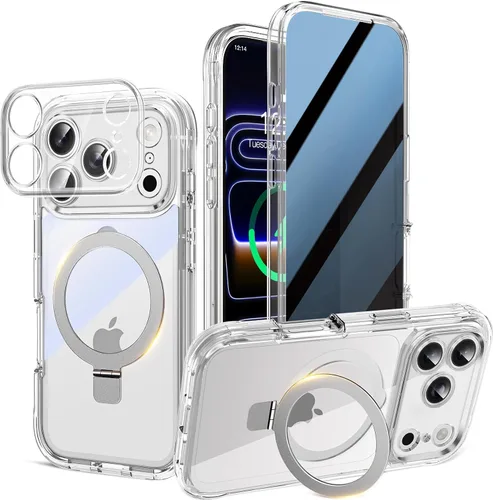 Miniatura 34 de Funda magnética de privacidad para iPhone 17 Pro Max [Cartulina con purpurina para bricolaje] [Soporte magnético invisible] Protector de pantalla