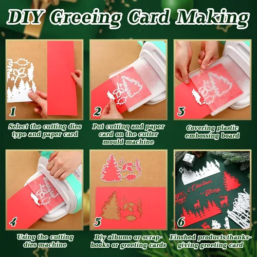Miniatura 6 de Lasnten Troqueles de Navidad con temática navideña, troqueles de corte de metal para hacer tarjetas, palabras de Feliz Navidad, troquelados, álbumes