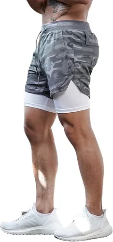 Miniatura 4 de Surenow - Pantalones cortos de correr para hombre, pantalones cortos 2 en 1 para entrenamiento, de 7 pulgadas, para yoga, deportes al aire libre