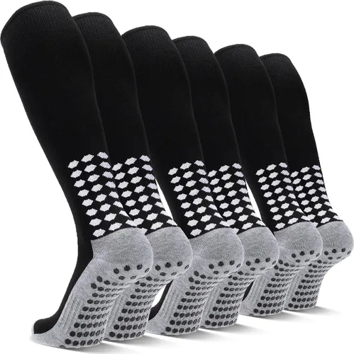 3 pares de calcetines de fútbol de agarre para hombre, acolchados, antideslizantes, para fútbol, baloncesto, deportes, hasta la rodilla, calcetines