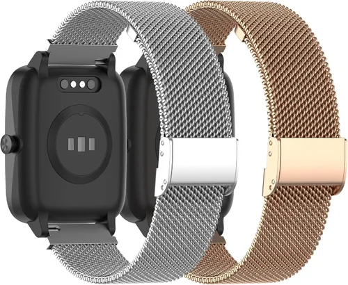 Miniatura 8 de Correa de malla de metal de acero inoxidable compatible con SKG V7 Pro/SKG V7 para mujeres y hombres, correa de repuesto ajustable para reloj