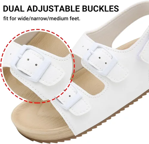 Miniatura 2 de Sandalias ajustables de doble hebilla para niñas y niños, zapatos de verano ligeros con velcro para niños pequeños y grandes