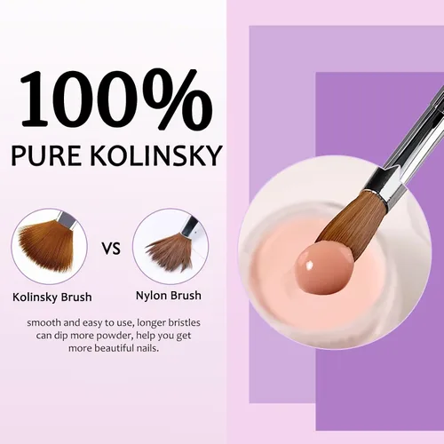 Miniatura 2 de Cepillo de uñas acrílicas, 100% Kolinsky Sable para aplicación acrílica, herramientas profesionales de calidad de salón con caja para arte de uñas