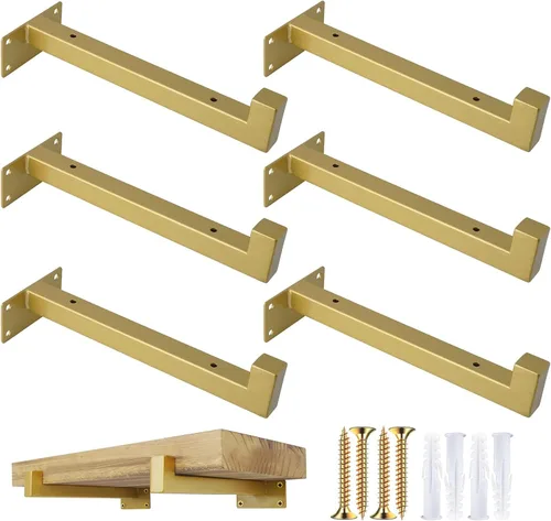 Miniatura 9 de OVOV Paquete de 6 soportes de estante negros de 6 pulgadas con soporte de estante industrial para almacenamiento de cocina, baño, soporte de estante