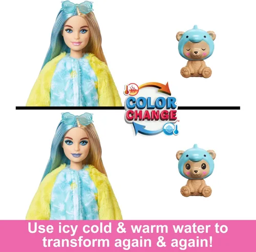 Miniatura 5 de Muñeca Barbie Cutie Reveal y Accesorios con Disfraz de Animal y 10 Sorpresas Incluyendo Cambio de Color, Oso de Peluche como Delfín en Serie