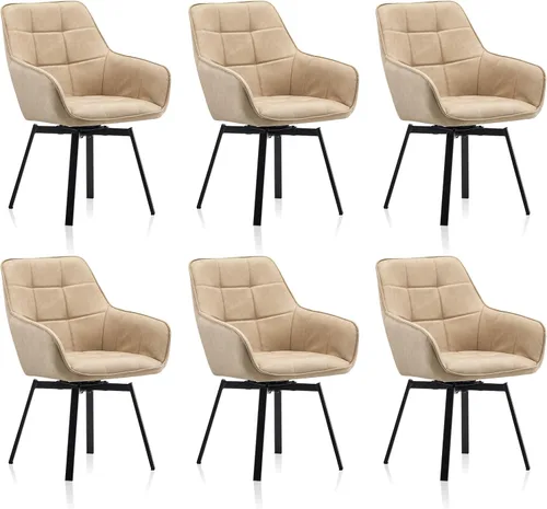 Miniatura 11 de TUKAILAi Juego de 2 sillas de comedor giratorias, sillas de comedor de piel sintética con brazos y patas de metal, sillas de cocina giratorias