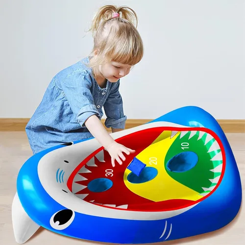 Miniatura 5 de Divertidos juguetes de piscina para niños, tablero inflable de tiburón, juego de agua flotante para adultos y familia, regalo fresco de fiesta