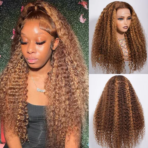 Miniatura 13 de CYNOSURE Pelucas de encaje frontal 13x4 de cabello humano prearrancado, densidad del 180%, brasileña rizada con encaje frontal, peluca con cabello