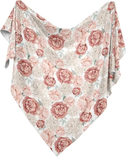 Miniatura 2 de Sweet Jojo Designs Manta para envolver al bebé con diseño floral bohemio y chic de color rosa rubor, para bebé recién nacido, ligero, elástico