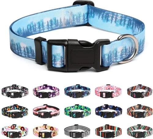 Miniatura 30 de Mercano Collar ajustable para perros - Diseños especiales con patrones, collar suave de nylon cómodo y resistente para perros pequeños, medianos