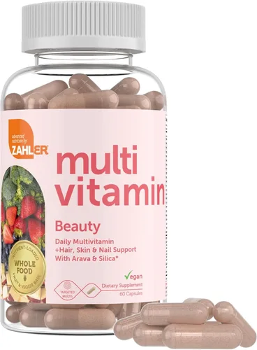 Miniatura 3 de Zahler Multivitamin Beauty + Skin Hair and Nails Support, multivitamínico para mujeres y hombres con hierro, certificado Kosher, 60 cápsulas