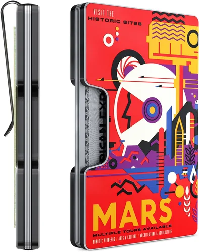Miniatura 51 de Cartera de aluminio impresa 2.5D para hombres: clip delgado para dinero y tarjetero con barniz selectivo táctil. Bloqueo RFID mejorado, compacto