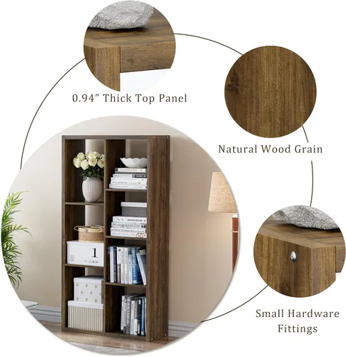 Miniatura 5 de VDNEND Organizador de Almacenamiento en Cubos Estantería, Estante Cúbico Decorativo de 11 pulgadas con Respaldo Abierto y Borde Engrosado, Marrón