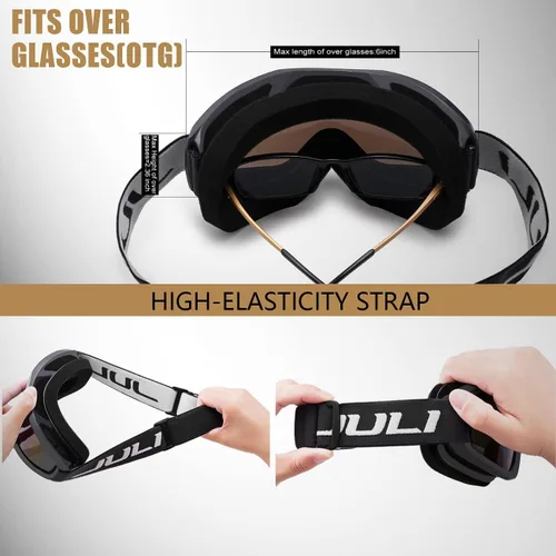 Miniatura 5 de Juli Gafas de esquí para niños, gafas de snowboard para niños y niñas, motos de nieve, esquí, patinaje, edad 3-8 4302 Marco negro mate/lente