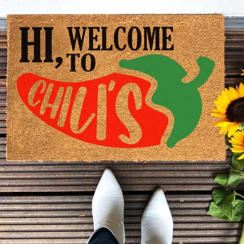 Miniatura 4 de Funny Hi Welcome to Chilis - Tapete para puerta delantera, entrada al aire libre, con entrada resistente, tapete de fibra de coco marrón natural