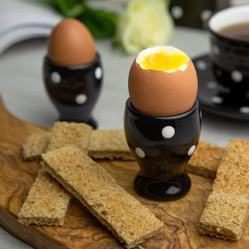 Miniatura 2 de City to Cottage Juego de 2 portavasos de cerámica para huevos, tazas suaves para huevos hervidos, soportes para huevos duros, taza para servir