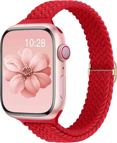 Miniatura 17 de Slim Braided Bands for Apple Watch Band 40mm 41mm 42mm 38mm 46mm 44mm 45mm 49mm Women,Stretchy Solo Loop Nylon Elastic Thin Narrow Skinny Strap for
